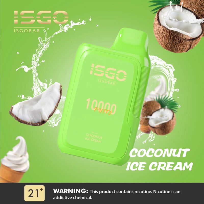 isgo bar 10000 puffs disposable vape coconut ice cream