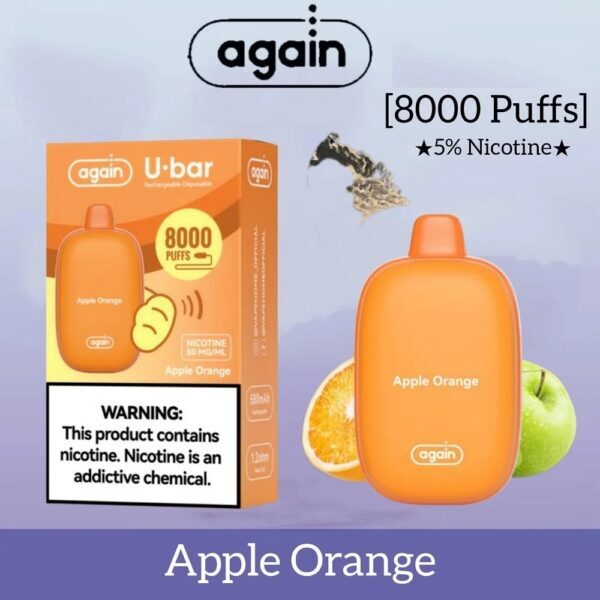 again u bar 8000 puffs vape apple orange