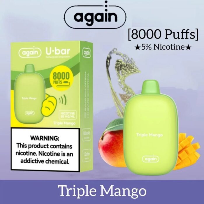 again u bar 8000 puffs vape triple mango