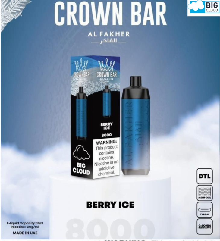 al fakher berry ice crown bar disposable vape 8000 puffs e1711349821842