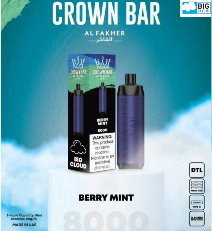 Al Fakher Berry Mint Crown Bar 8000 Puffs BIG CLOUD