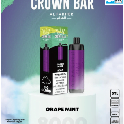 Al Fakher Grape Mint Crown Bar 8000 Puffs