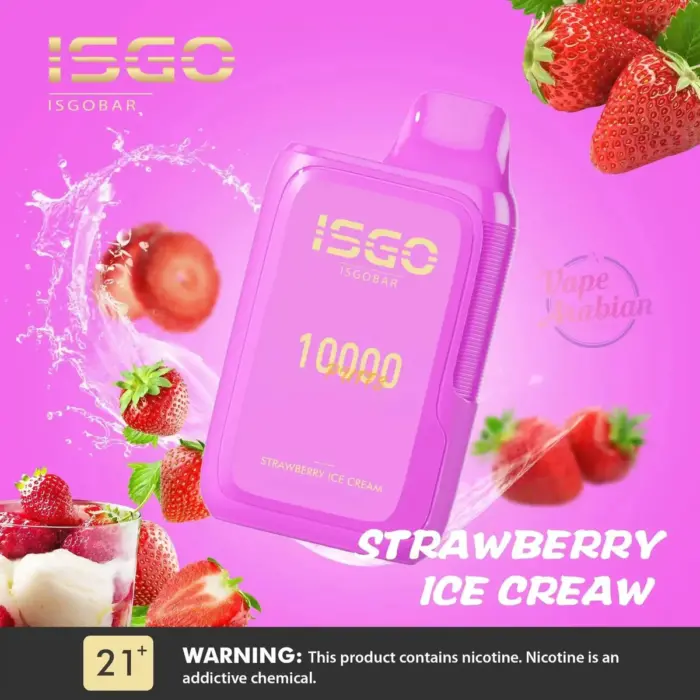 isgo bar 10000 puffs vape strawberry ice cream