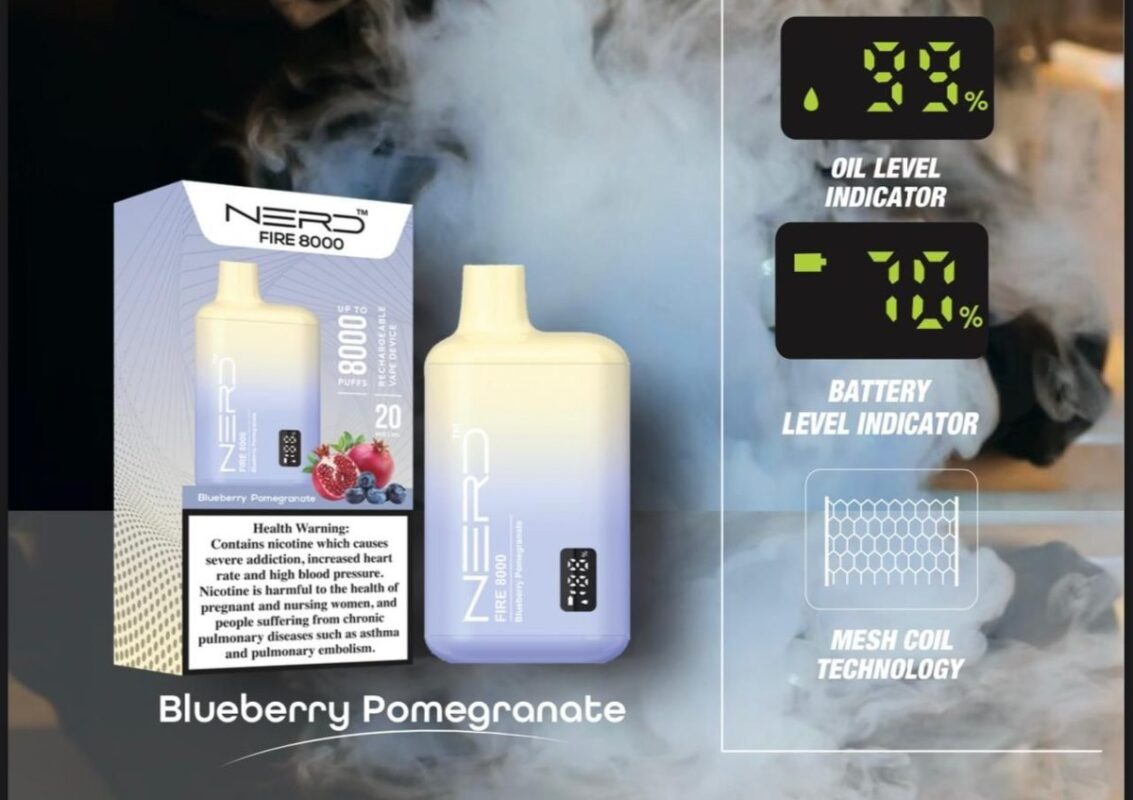 Nerd Fire Vape 8000 Puffs Blueberry Pomegranate - Smoke Vape Heets ...