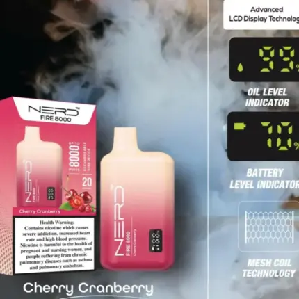 Nerd Fire Vape 8000 Puffs Cherry Cranberry