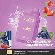 isgo bar 10000 puffs vape strawberry grape energy