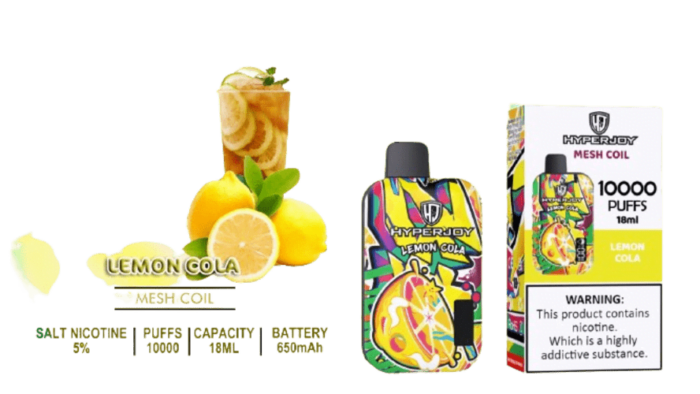 hyperjoy 10000 puffs lemon cola