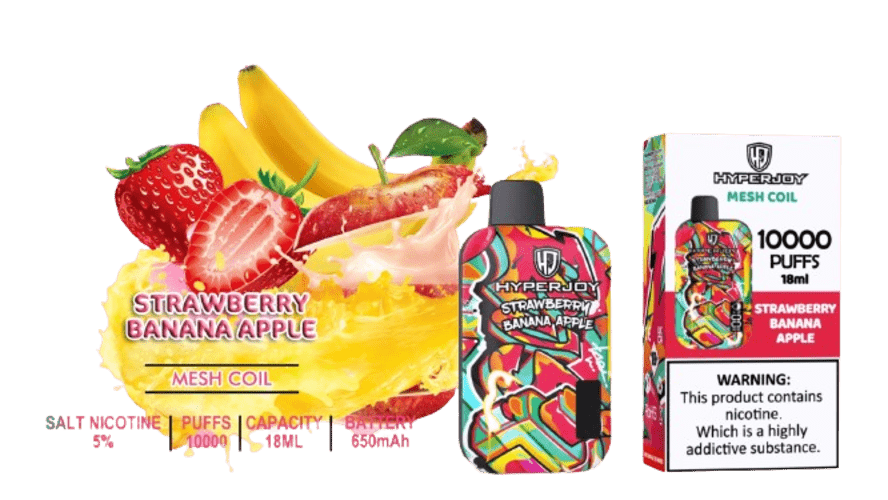 hyperjoy 10000 puffs strawberry banana apple