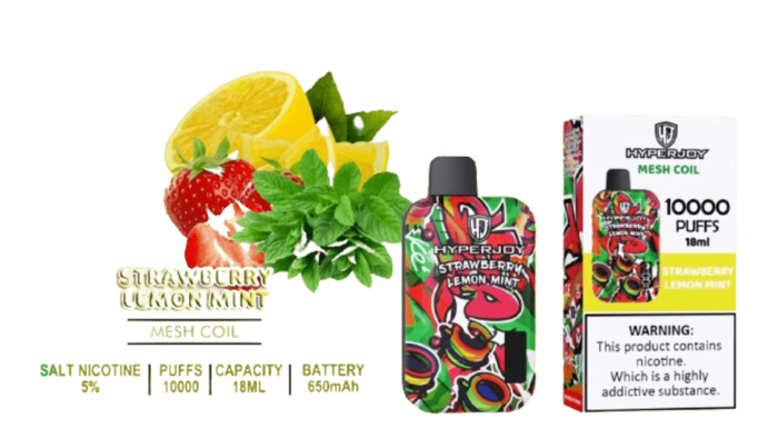 hyperjoy 10000 puffs strawberry lemon mint