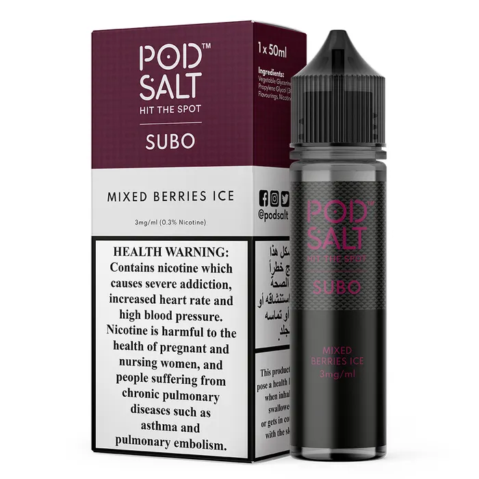 pod salt subo 3mg/50ml eliquid mixed berries ice