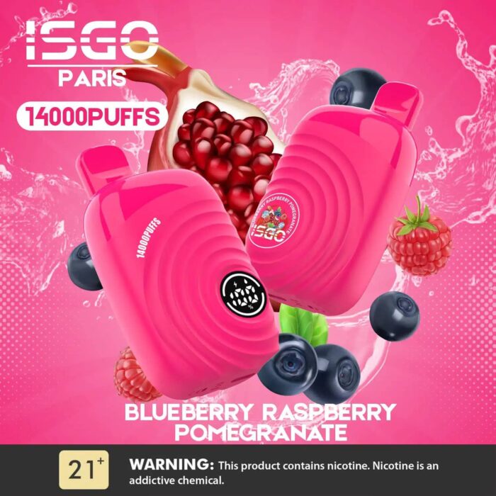 isgo paris 14000 puffs vape blueberry raspberry pomegranate