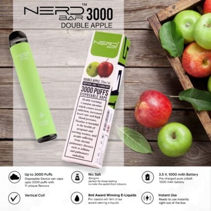 Nerd Bar 3000 Puffs Disposable Vape Double Apple
