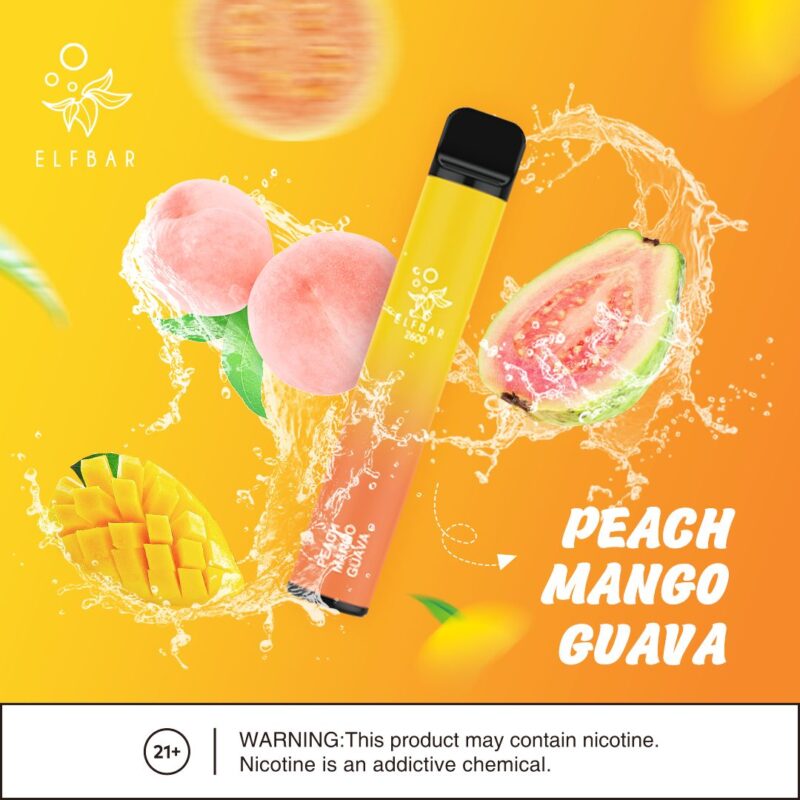 elf bar vape 2600 puffs peach mango guava