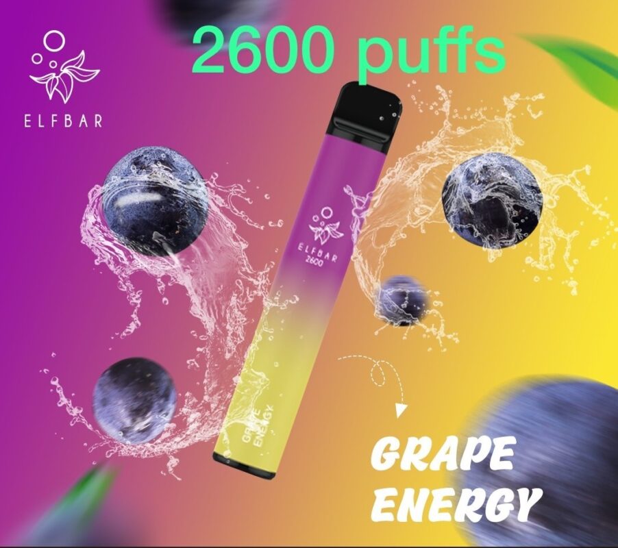 elf bar vape 2600 puffs grape energy