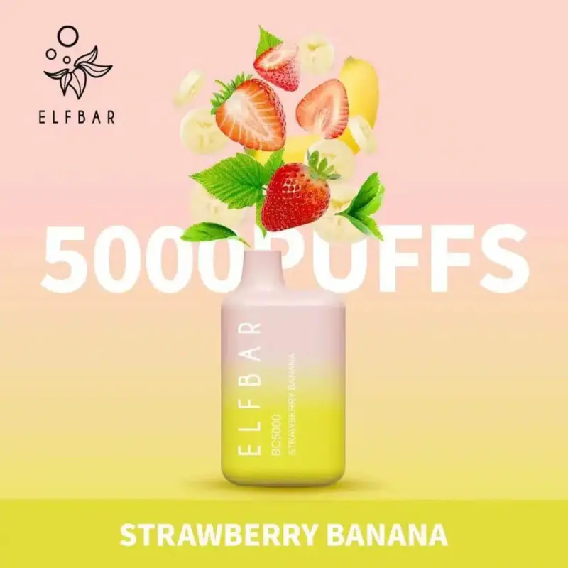 new elf bar disposable vape bc5000 puffs strawberry banana