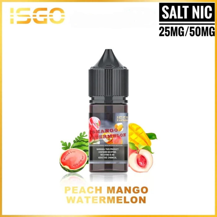 isgo liquid 30ml 25/50mg peach mango watermelon