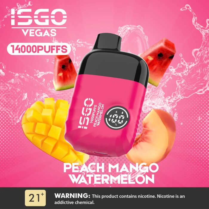 isgo vegas 14000 puffs vape peach mango watermelon