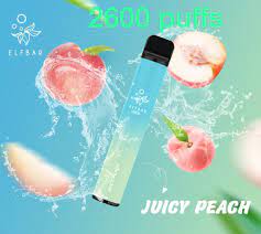 elf bar vape 2600 puffs juicy peach