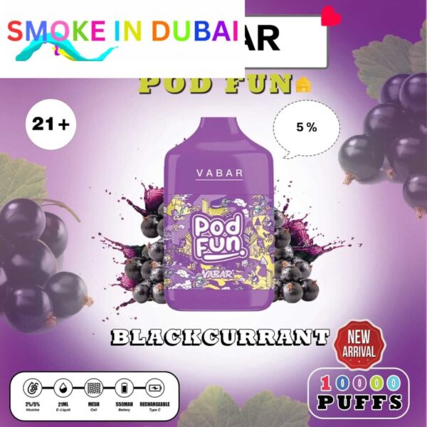 smokeindubai BLACKCURRANT Buy VABAR Pod Fun Disposable 10000Puffs Rechargeable vape in UAE VABER 10000Puffs VABER Pod Fun 10000 Vape Shop Near me Dubai
