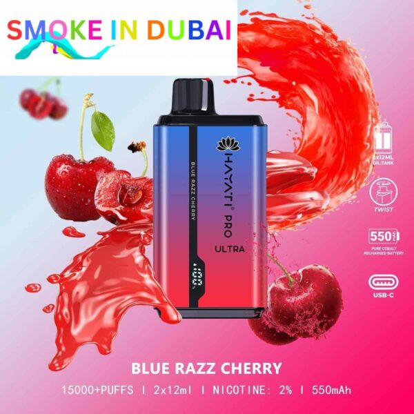 smokeindubai BLUE RAZZ CHERRY hayati pro ultra 15000 puffs price in dubai