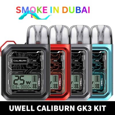 smokeindubai Buy UWELL Caliburn GK3 Kit of 25W and 900mAh in Dubai Available Color Black Blue Red and Silver Caliburn GK3 Pod System Near Me