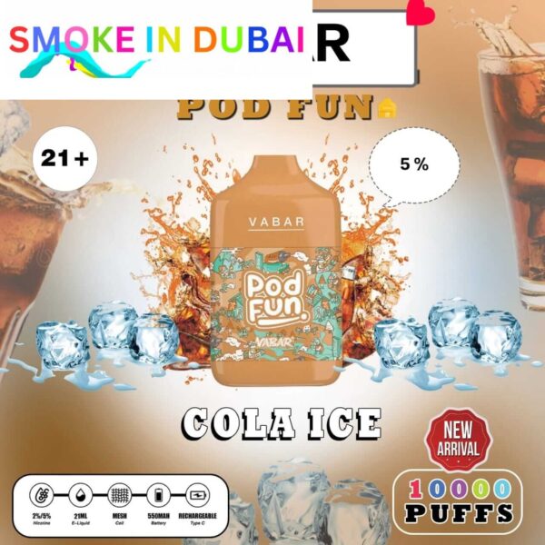 smokeindubai COLA ICE Buy VABAR Pod Fun Disposable 10000Puffs Rechargeable vape in UAE VABER 10000Puffs VABER Pod Fun 10000 Vape Shop Near me Dubai