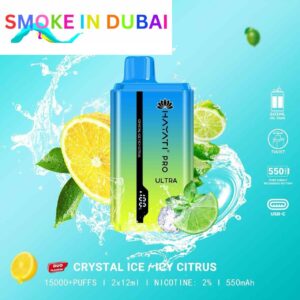 smokeindubai CRYSTAL ICE ICY CITRUS hayati pro ultra 15000 puffs price in dubai