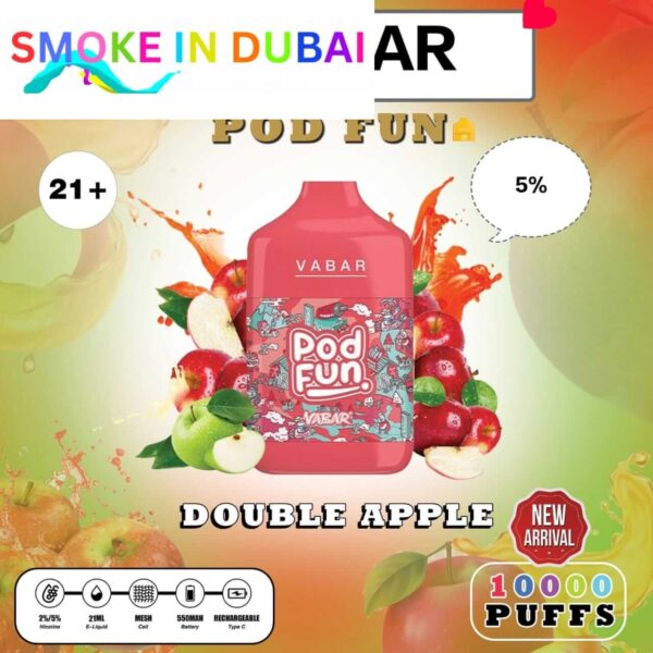 smokeindubai DOUBLE APPLEBuy VABAR Pod Fun Disposable 10000Puffs Rechargeable vape in UAE VABER 10000Puffs VABER Pod Fun 10000 Vape Shop Near me Dubai