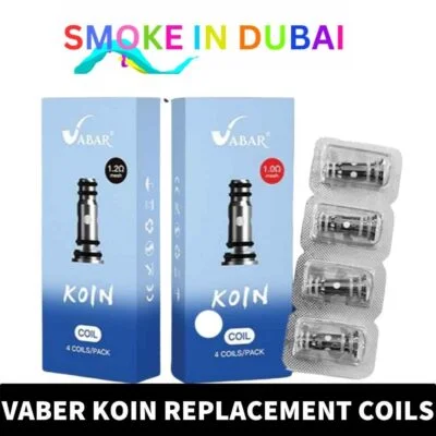 smokeindubai Experience vaping with Vabar Koin Replacement Coils. Available in 1.0ohm and 1.2ohm resistances. Perfect for Vabar Koin Pod Kit. Pack of 4 coils