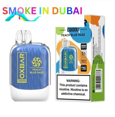 smokeindubai PEACH BLUE RAZZ Buy OXBAR 8000 Puffs in UAE OXBAR G8000 Disposable in Dubai OXBAR Disposable Vape Dubai OXBAR 8000 Dubai Vape shop near me