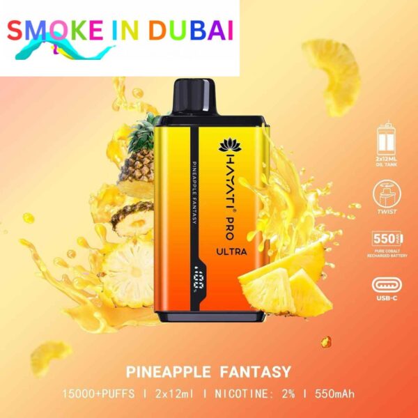 smokeindubai PINEAPPLE FANTASY hayati pro ultra 15000 puffs price in dubai