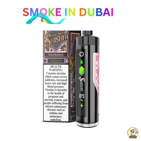 smokeindubai Pod Salt Shisha 8000 Puffs 3mg Disposable Vape Price in Dubai Frozen Strawberry 2