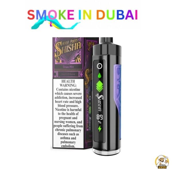 smokeindubai Pod Salt Shisha 8000 Puffs 3mg Disposable Vape Price in Dubai Grape Mint 2
