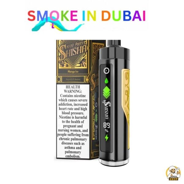 smokeindubai Pod Salt Shisha 8000 Puffs 3mg Disposable Vape Price in Dubai Mango Ice 2