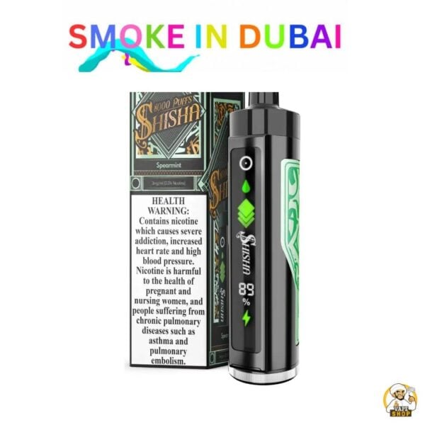 smokeindubai Pod Salt Shisha 8000 Puffs 3mg Disposable Vape Price in Dubai Spearmint 2