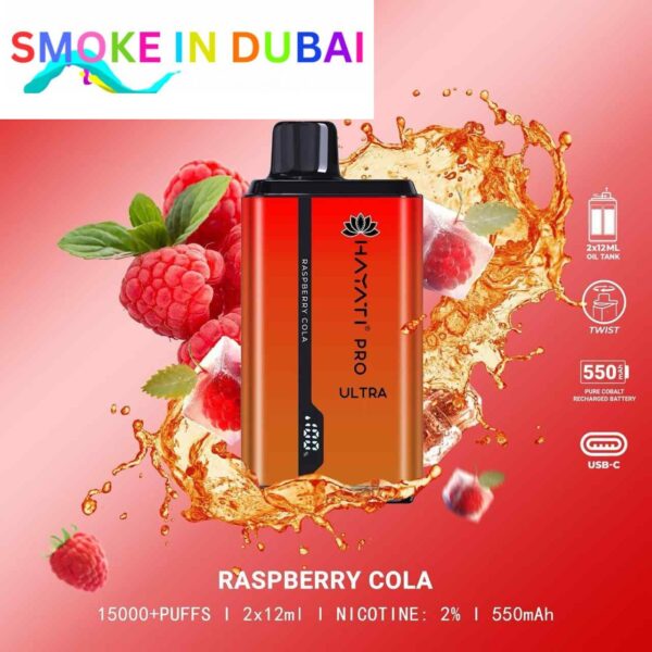 smokeindubai RASPBERRY COLA hayati pro ultra 15000 puffs price in dubai