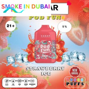 smokeindubai STRAWBERRY ICE Buy VABAR Pod Fun Disposable 10000Puffs Rechargeable vape in UAE VABER 10000Puffs VABER Pod Fun 10000 Vape Shop Near me Dubai