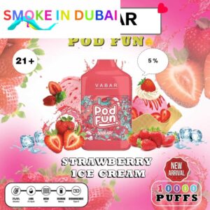smokeindubai STRAWBERRY ICE CREAM Buy VABAR Pod Fun Disposable 10000Puffs Rechargeable vape in UAE VABER 10000Puffs VABER Pod Fun 10000 Vape Shop Near me Dubai