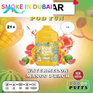 smokeindubai WATERMELON MANGO PEACH Buy VABAR Pod Fun Disposable 10000Puffs Rechargeable vape in UAE VABER 10000Puffs VABER Pod Fun 10000 Vape Shop Near me Dubai