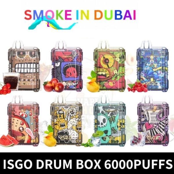 smokeindubai best ISGO Drum Box Disposable 6000Puffs 5 Rechargeable Vape in Dubai ISGO 6000Puffs 50mg Isgo Drum Box 6000Puffs vape Near me vape dubai