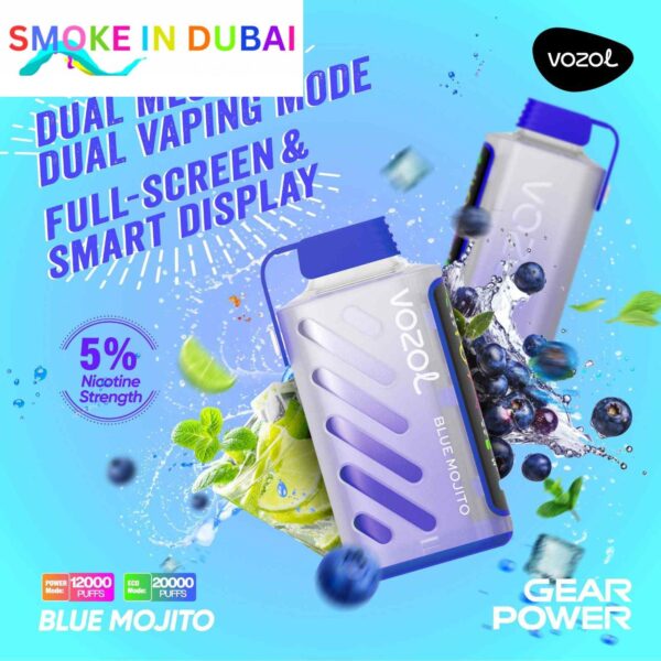 smokeindubai vozol gear power 20000 puffs price in dubai BLUE MOJITO