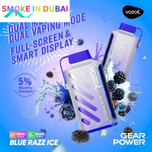 smokeindubai vozol gear power 20000 puffs price in dubai BLUE RAZZ ICE