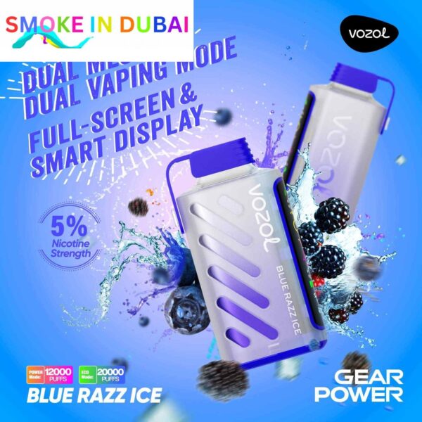 smokeindubai vozol gear power 20000 puffs price in dubai BLUE RAZZ ICE