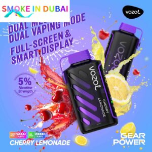 smokeindubai vozol gear power 20000 puffs price in dubai CHERRY LEMONADE