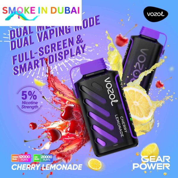 smokeindubai vozol gear power 20000 puffs price in dubai CHERRY LEMONADE
