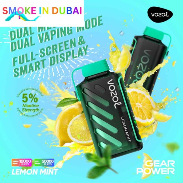 smokeindubai vozol gear power 20000 puffs price in dubai LEMON MINT