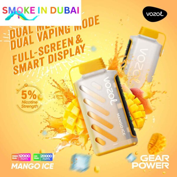 smokeindubai vozol gear power 20000 puffs price in dubai MANGO ICE