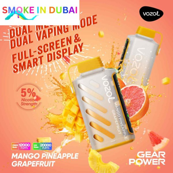 smokeindubai vozol gear power 20000 puffs price in dubai MANGO PINEAPPLE GRAPEFRUIT