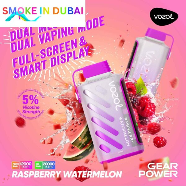 smokeindubai vozol gear power 20000 puffs price in dubai RAPBERRY WATERMELON