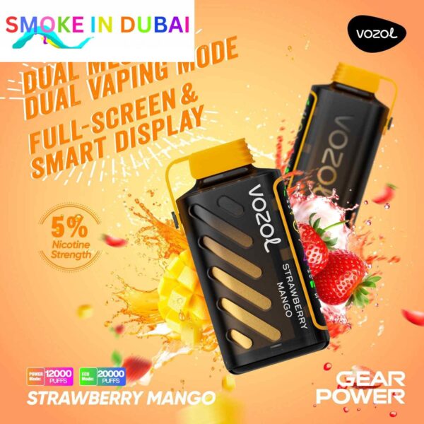 smokeindubai vozol gear power 20000 puffs price in dubai STRAWBERRY MANGO